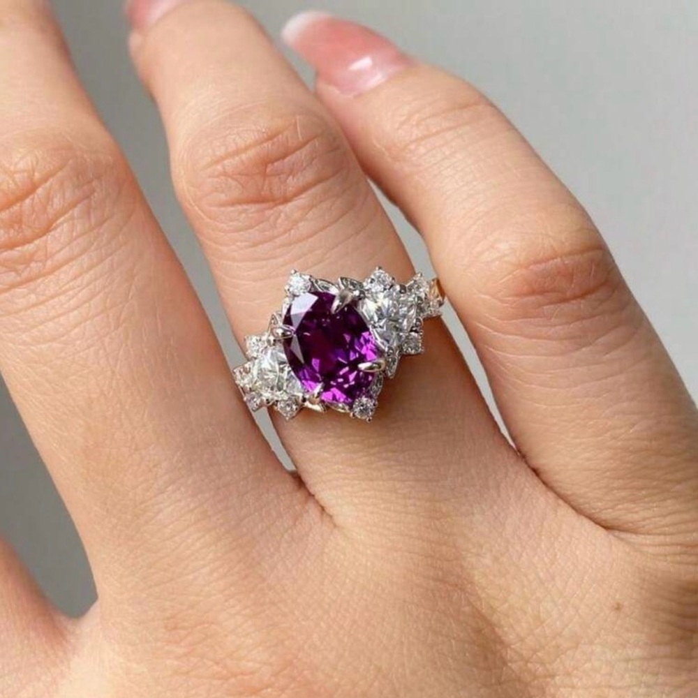 Elegant Purple and Silver Women's Ring